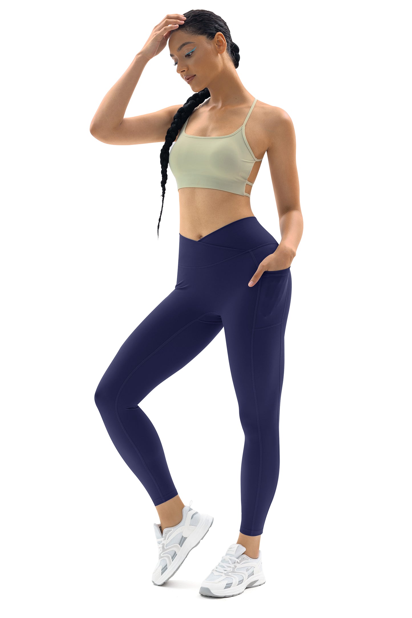 Women Crossover Gym Leggings with Pockets