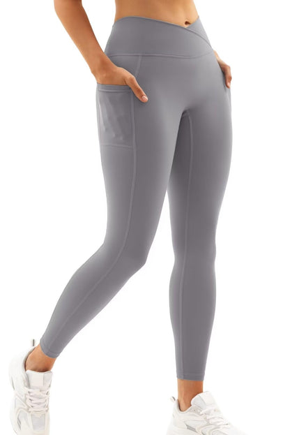 Women Crossover Gym Leggings with Pockets