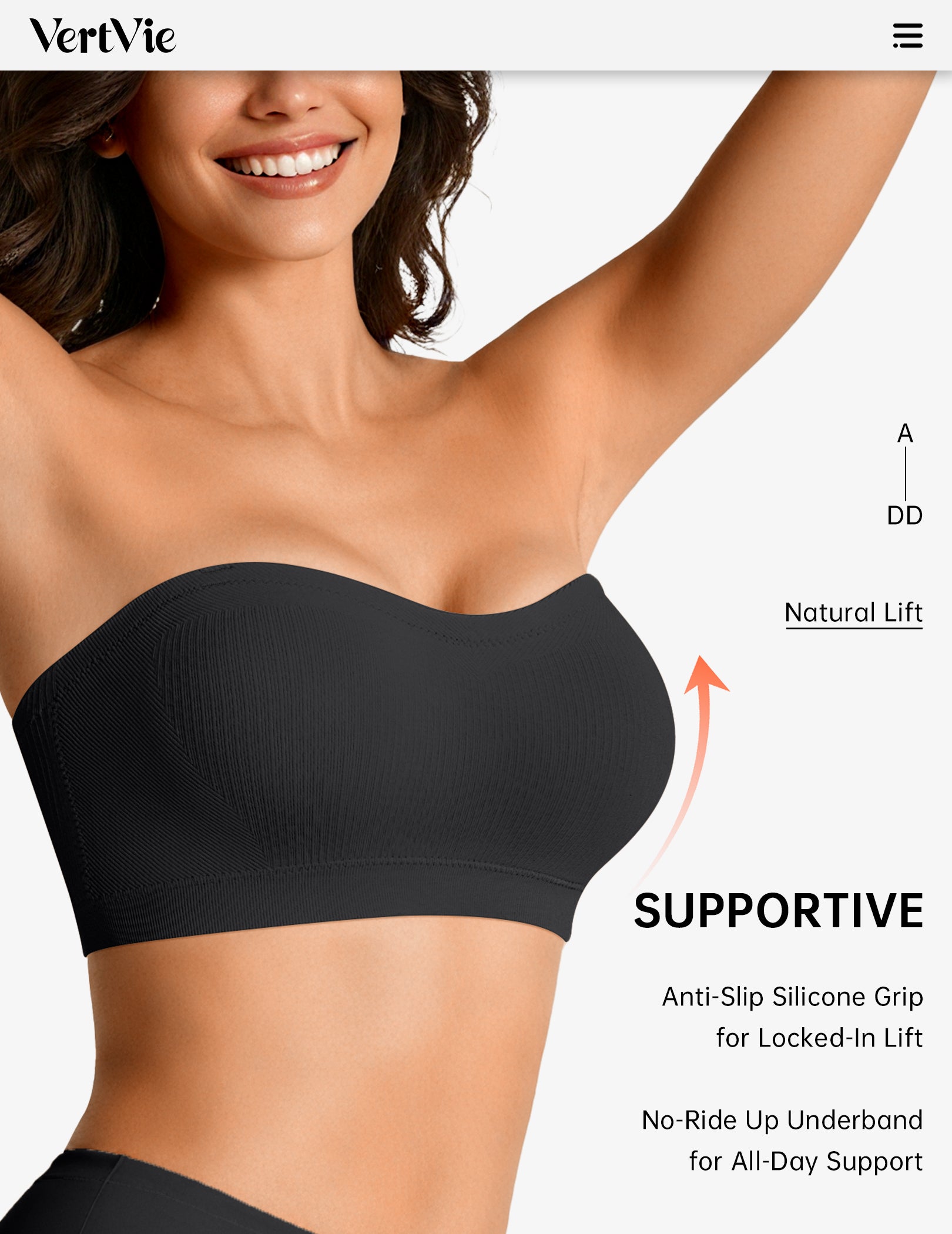 ZOE Stay Put Bandeau Bra, Wireless Seamless Comfort