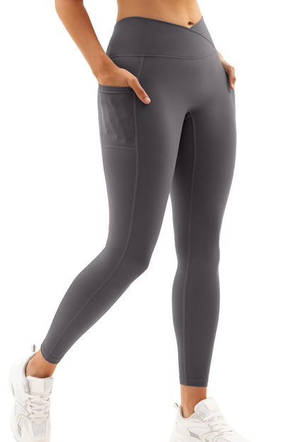 Women Crossover Gym Leggings with Pockets