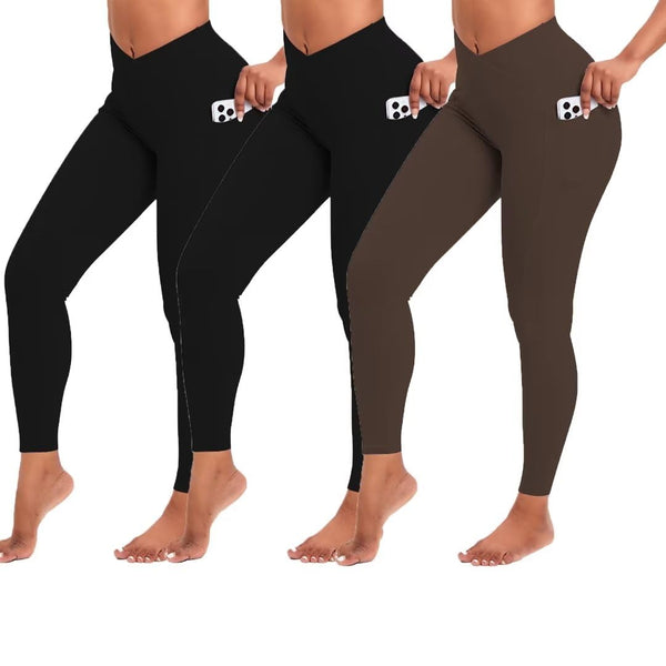 Vertvie Crossover Leggings for Women with Pockets High Waisted Yoga Pants  Tummy Control Workout Leggings Scrunch Butt Legging : : Clothing