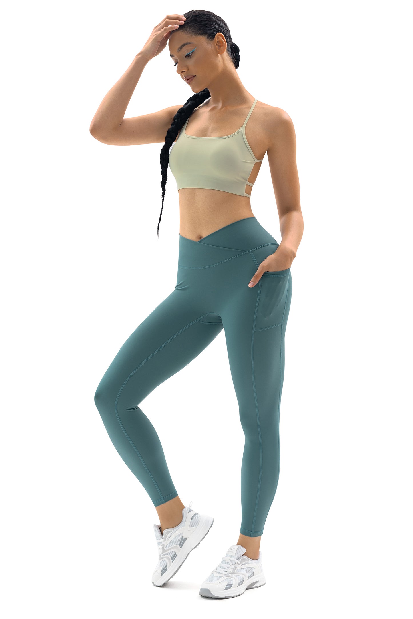 Women Crossover Gym Leggings with Pockets