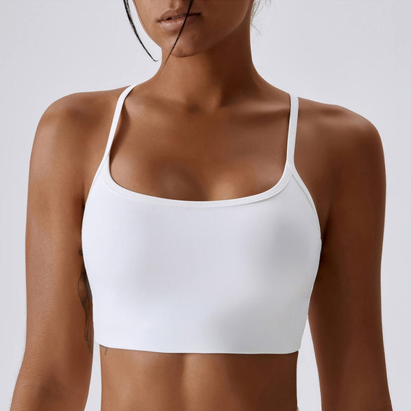 Vertvie Workout Backless Sports Bra for Women Cross Back Strappy Padded Bra  Wirefree Ribbed Seamless Tank Tops Bra : : Clothing, Shoes 