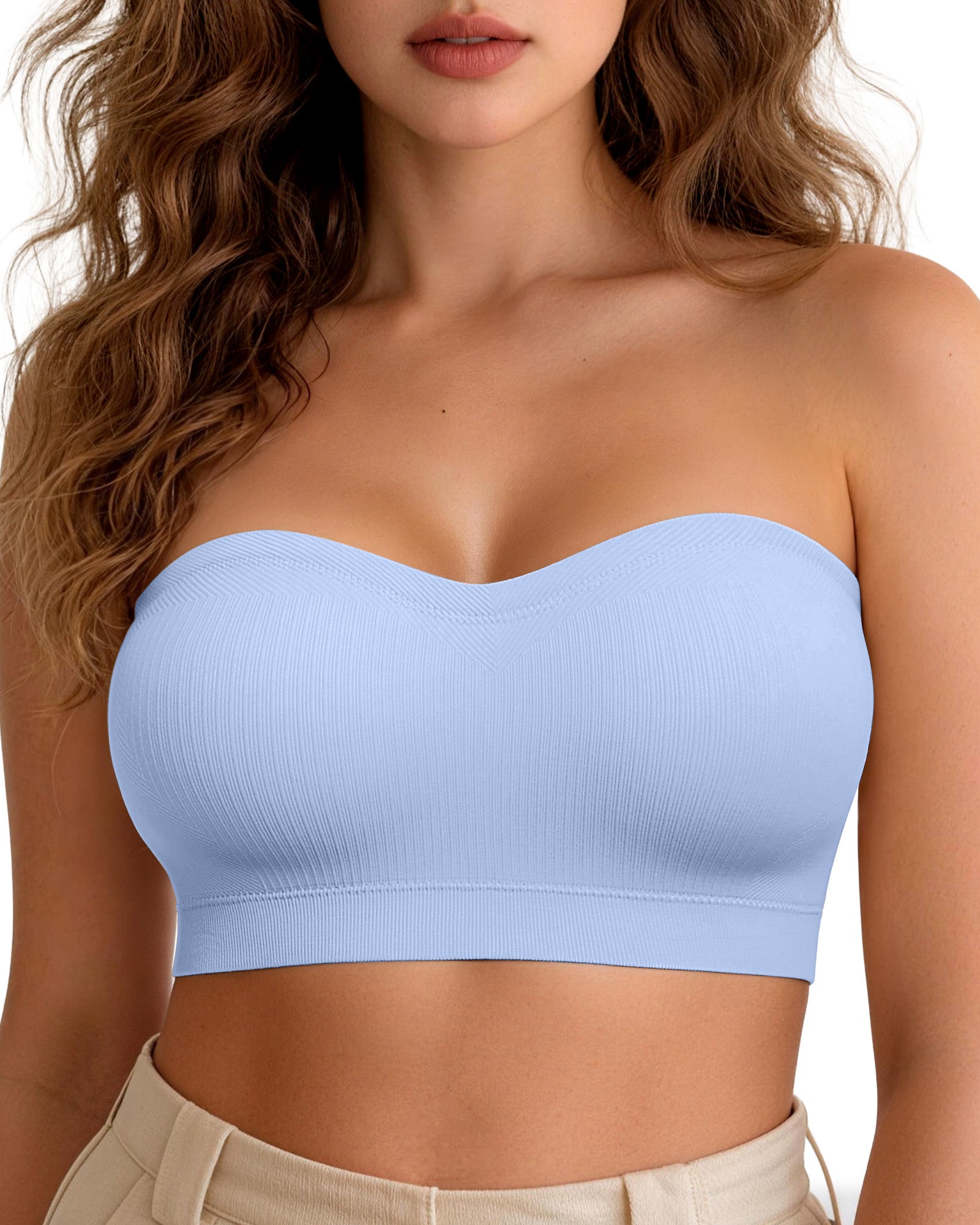 ZOE Stay Put Bandeau Bra, Wireless Seamless Comfort