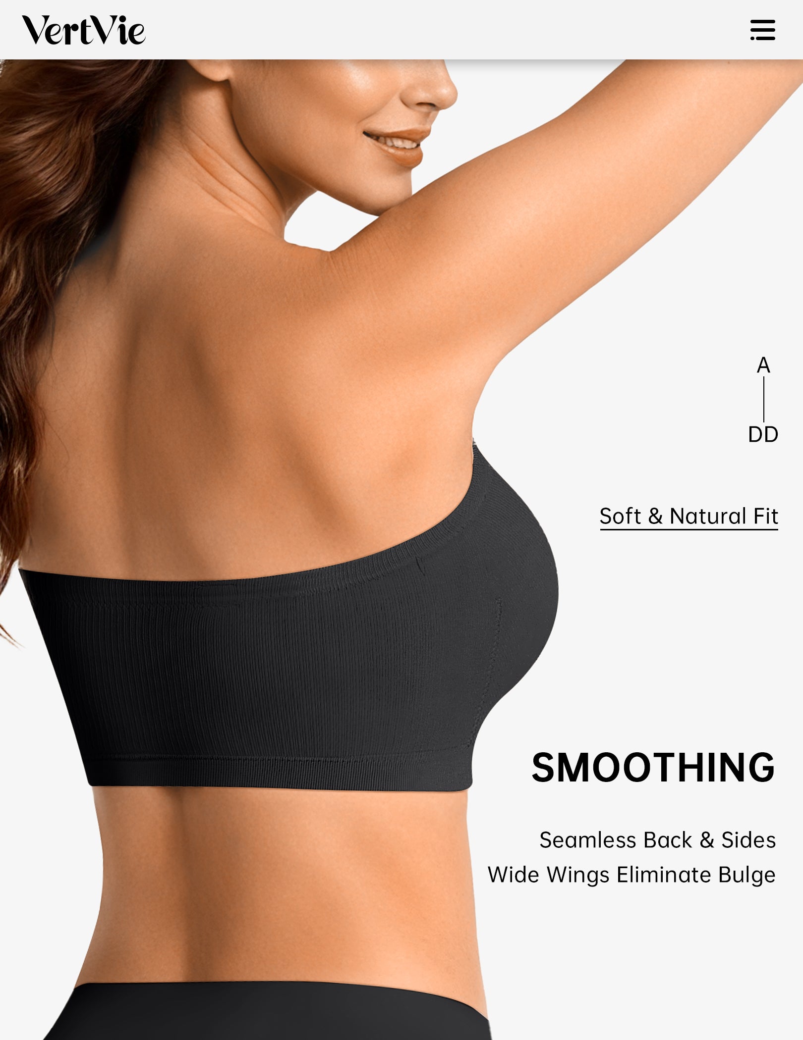 ZOE Stay Put Bandeau Bra, Wireless Seamless Comfort