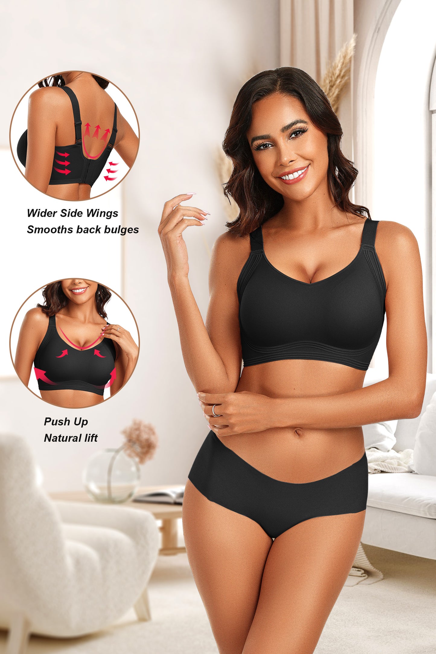 Seamless Wireless Push Up Bras with Support and Lift