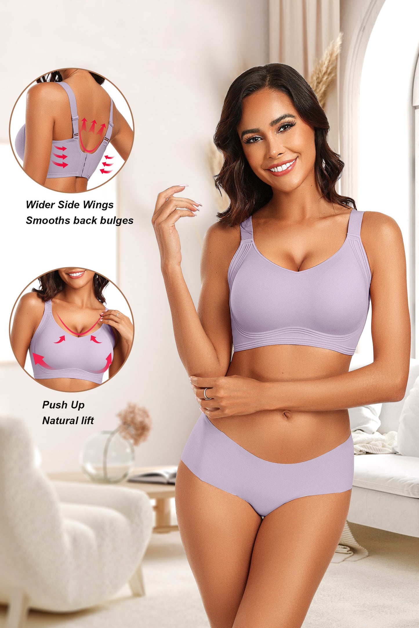 Seamless Wireless Push Up Bras with Support and Lift