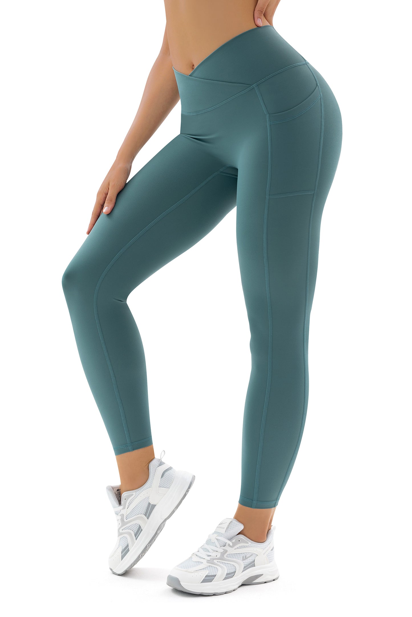 Women Crossover Gym Leggings with Pockets