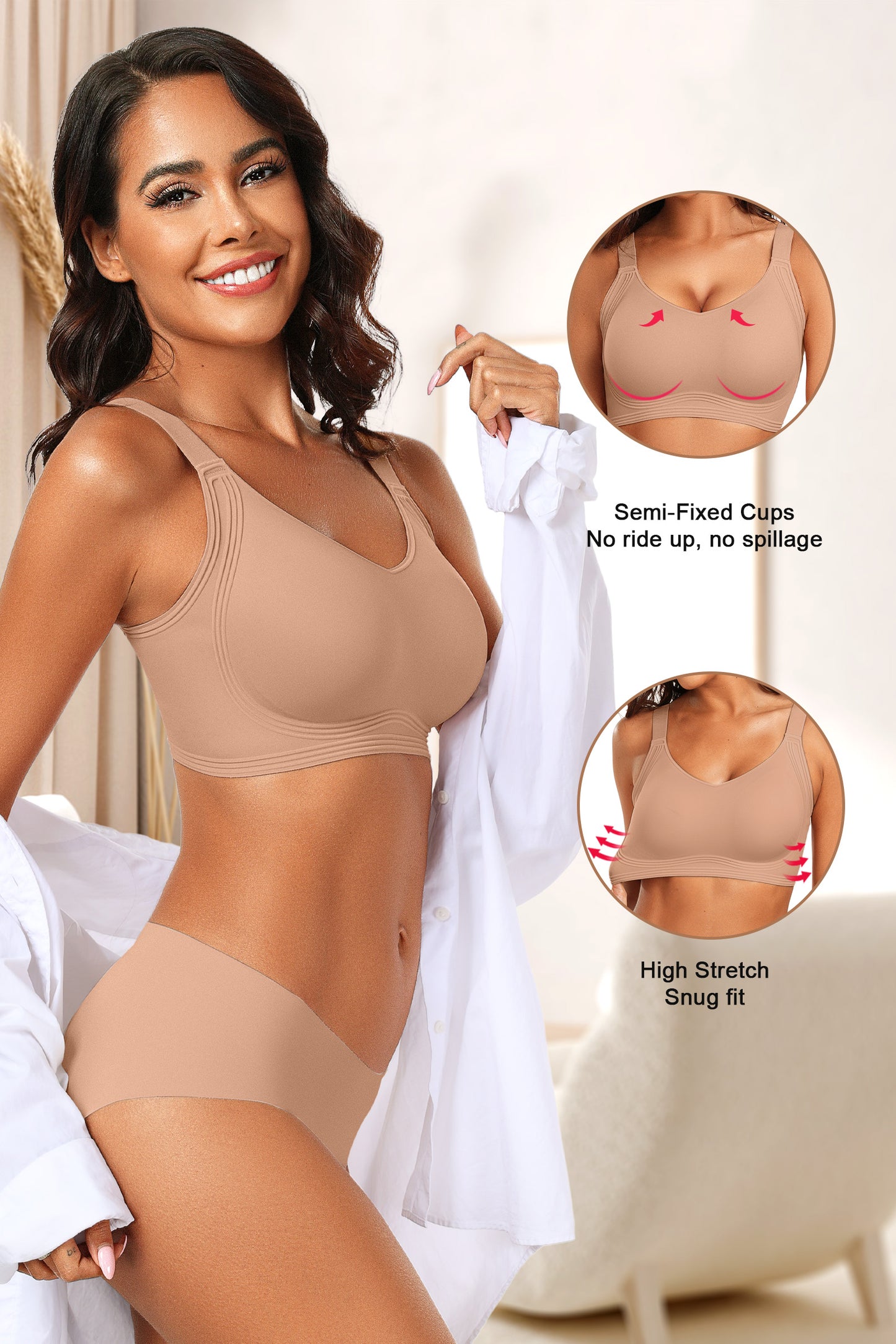 Seamless Wireless Push Up Bras with Support and Lift