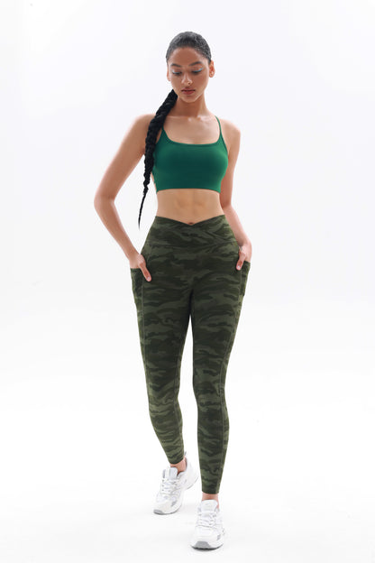 Women Crossover Gym Leggings with Pockets