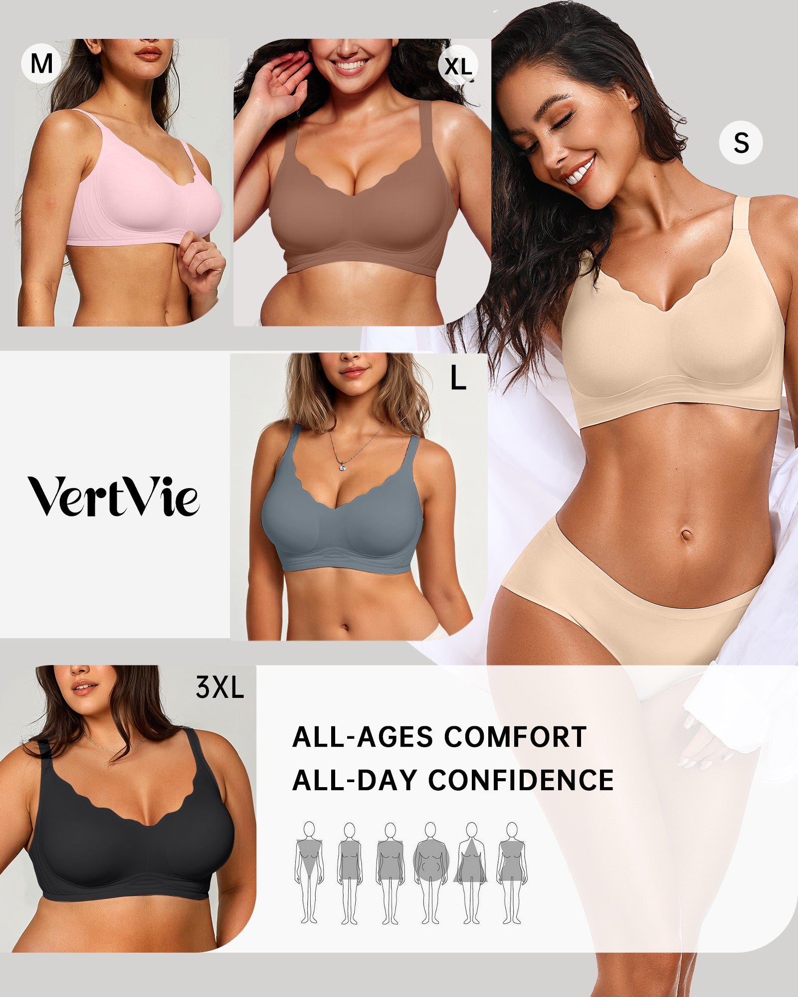 Seamless Wire-Free Scalloped Bras