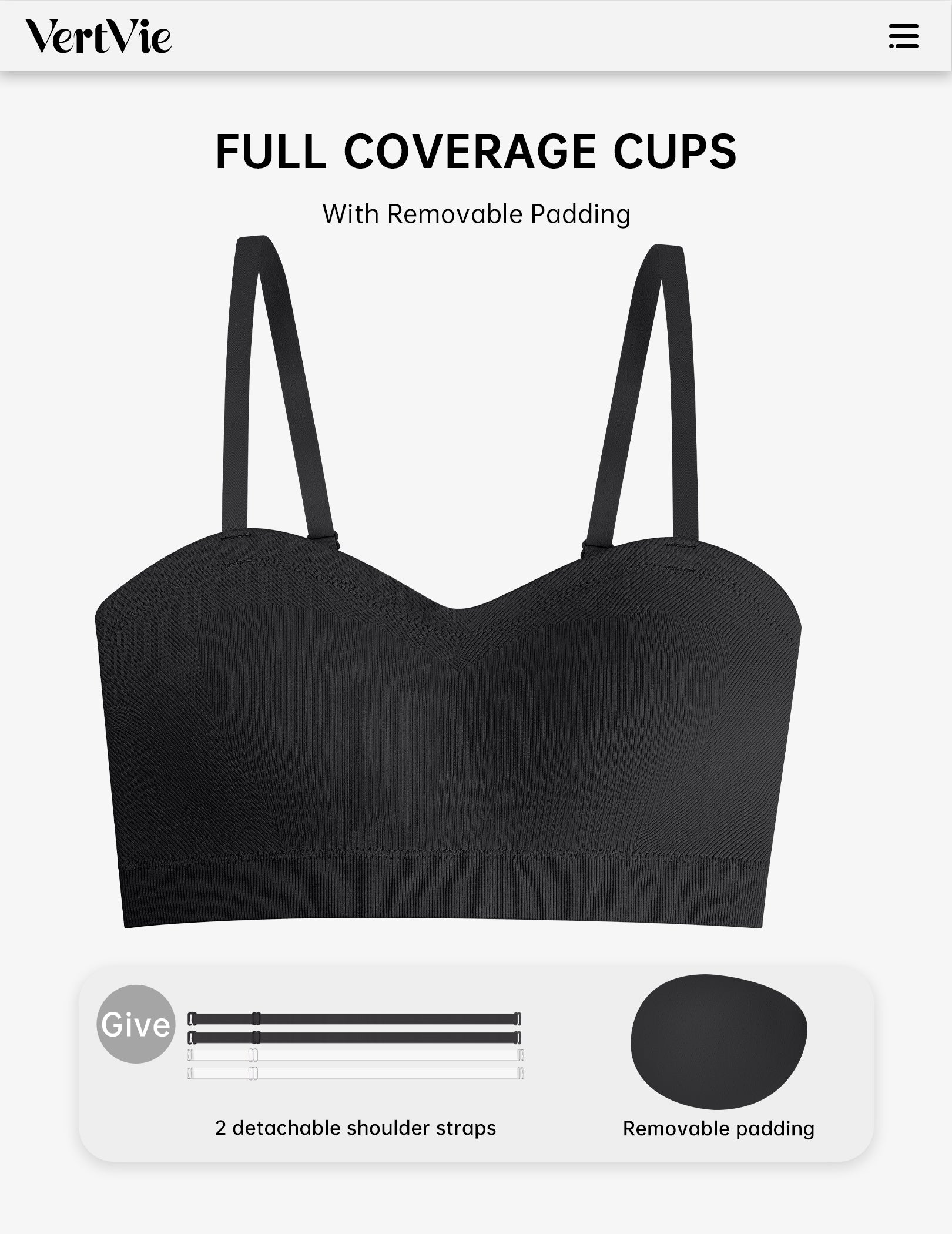 ZOE Stay Put Bandeau Bra, Wireless Seamless Comfort