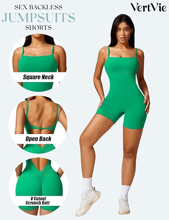 Backless Workout Rompers Spaghetti Padded