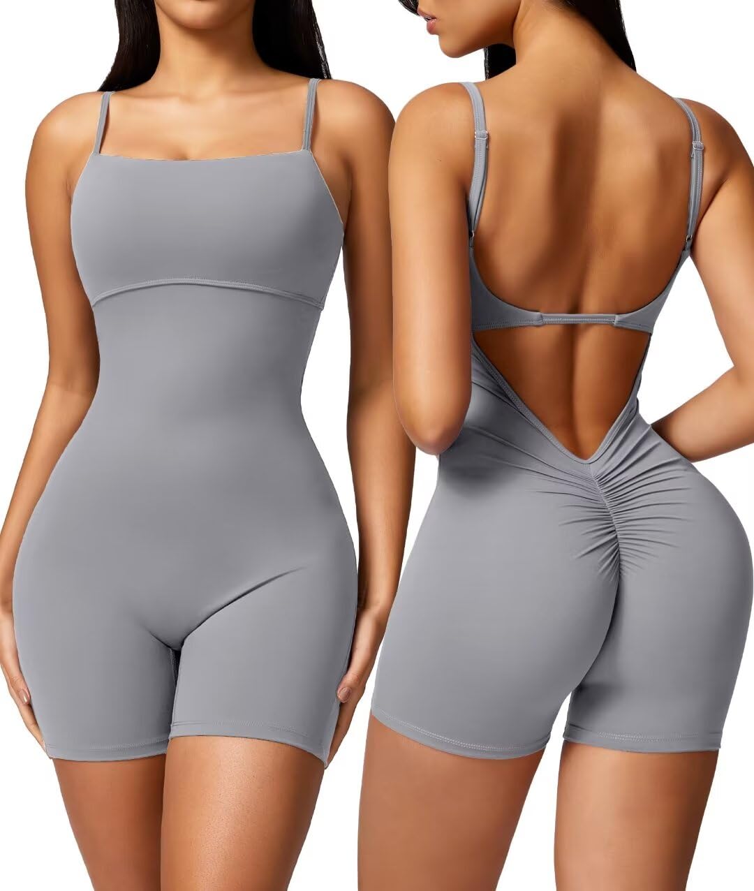 Backless Workout Rompers Spaghetti Padded