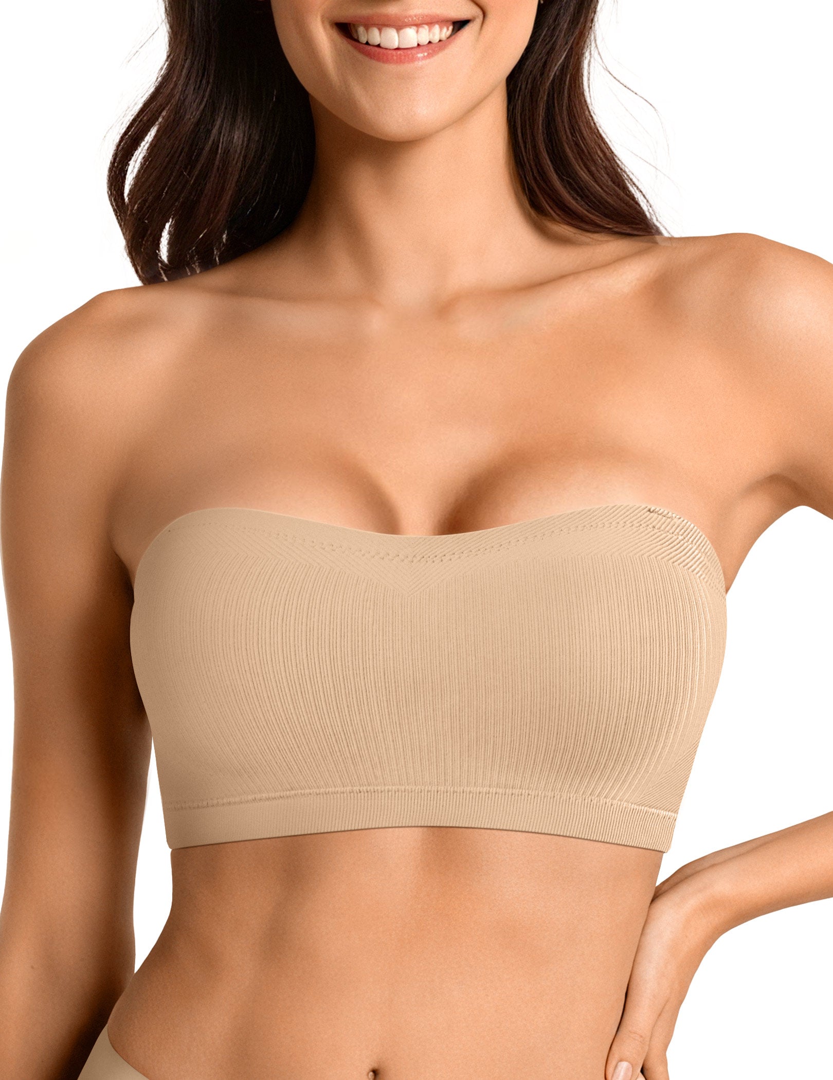ZOE Stay Put Bandeau Bra, Wireless Seamless Comfort