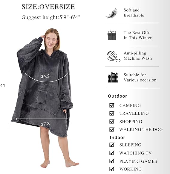 Blanket Hoodie For Adult