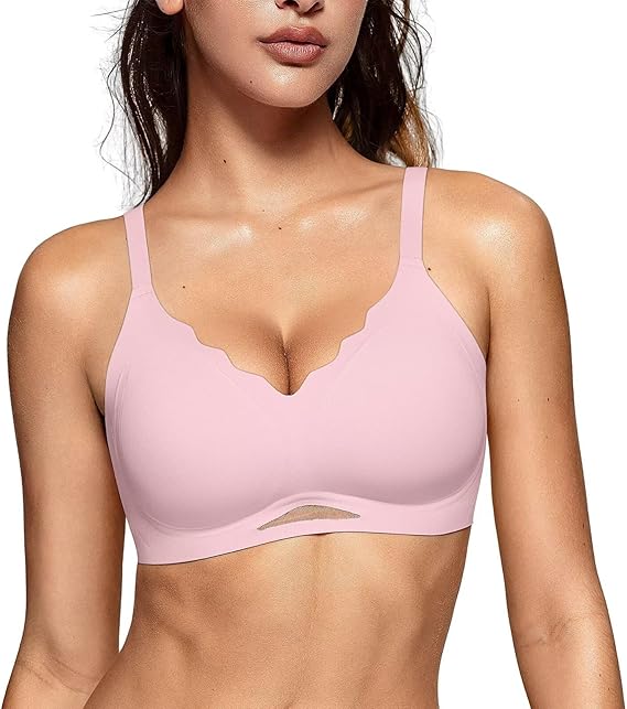 Scalloped Seamless Bra with Breathable Mesh