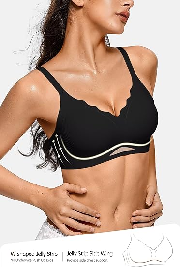 Scalloped Seamless Bra with Breathable Mesh