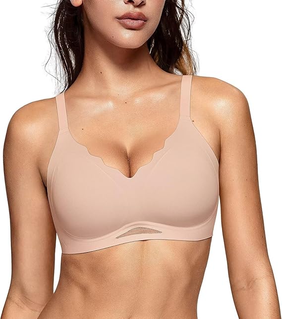 Scalloped Seamless Bra with Breathable Mesh