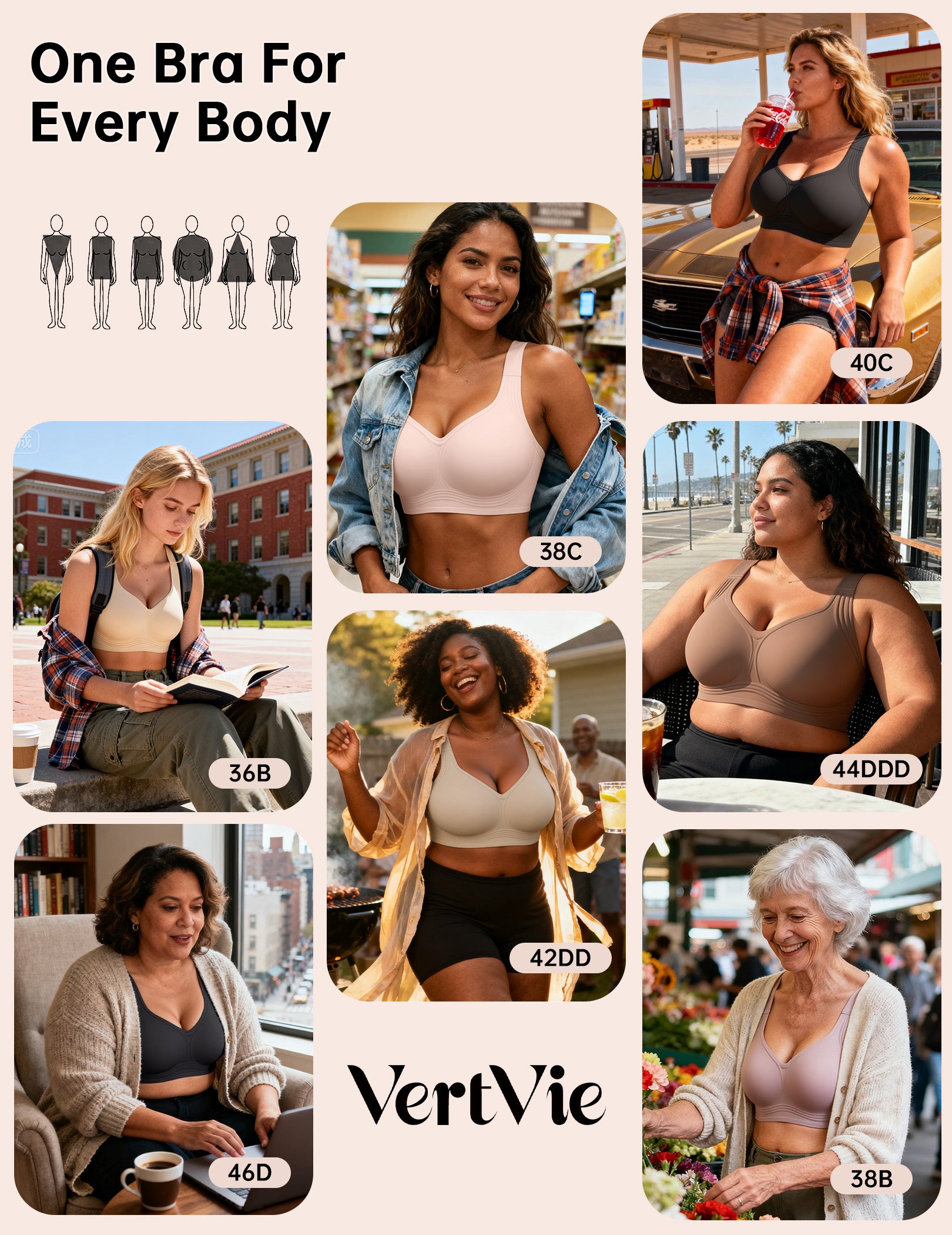 Vertvie Jelly Plus Size Minimizer Soft Wireless Push Up Bra