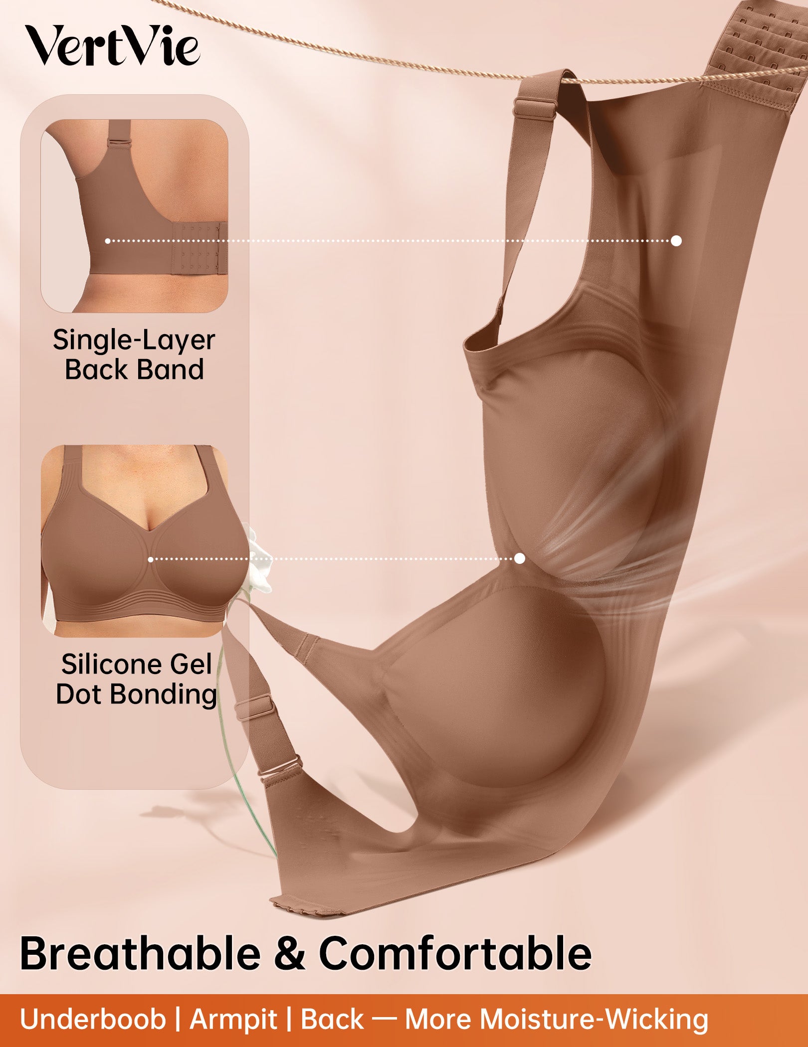 Vertvie Jelly Plus Size Minimizer Soft Wireless Push Up Bra