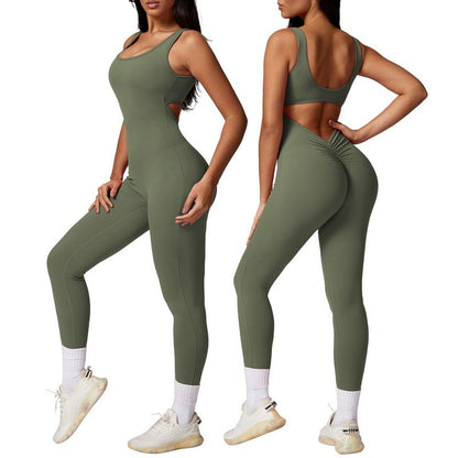 V Back Sleeveless Workout Jumpsuit