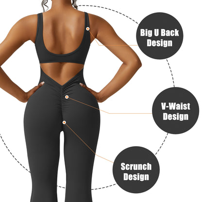 V Back Sleeveless Workout Jumpsuit