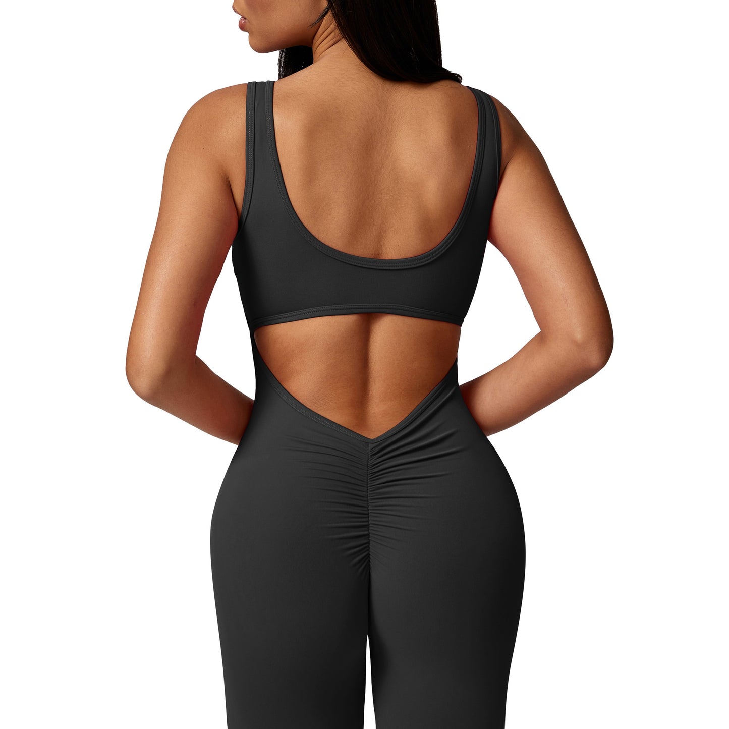 V Back Sleeveless Workout Jumpsuit