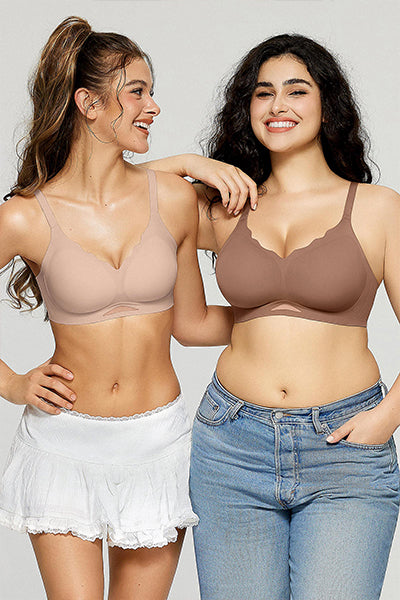 Scalloped Seamless Bra with Breathable Mesh