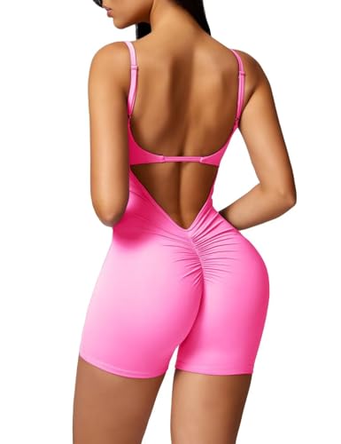 Backless Workout Rompers Spaghetti Padded