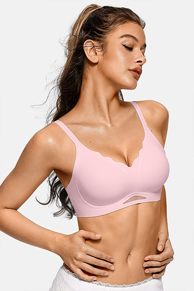 Scalloped Seamless Bra with Breathable Mesh