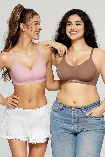 Scalloped Seamless Bra with Breathable Mesh