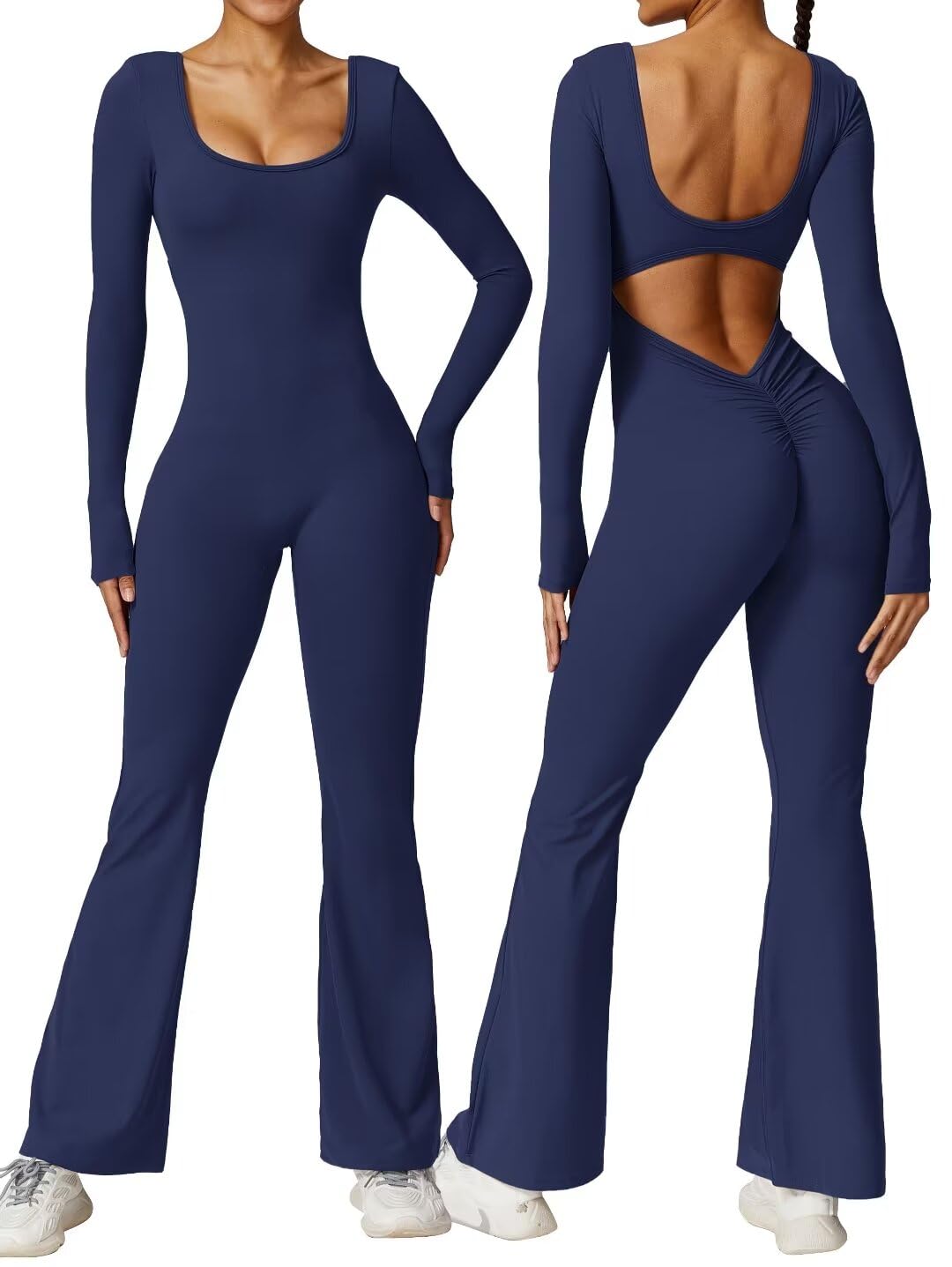 Long sleeve bell bottom jumpsuit fashion