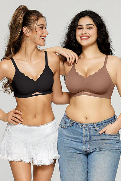 Scalloped Seamless Bra with Breathable Mesh