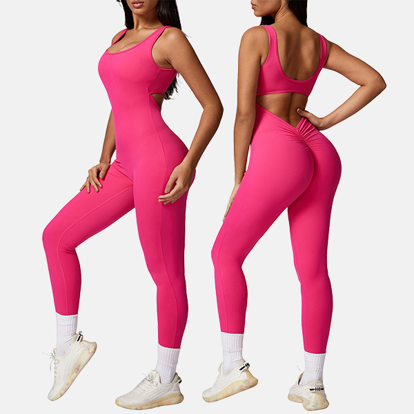 V Back Sleeveless Workout Jumpsuit