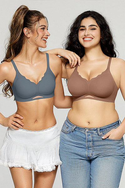 Scalloped Seamless Bra with Breathable Mesh