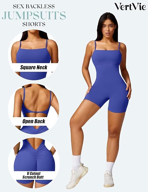 Backless Workout Rompers Spaghetti Padded