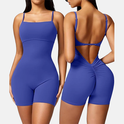 Backless Workout Rompers Spaghetti Padded