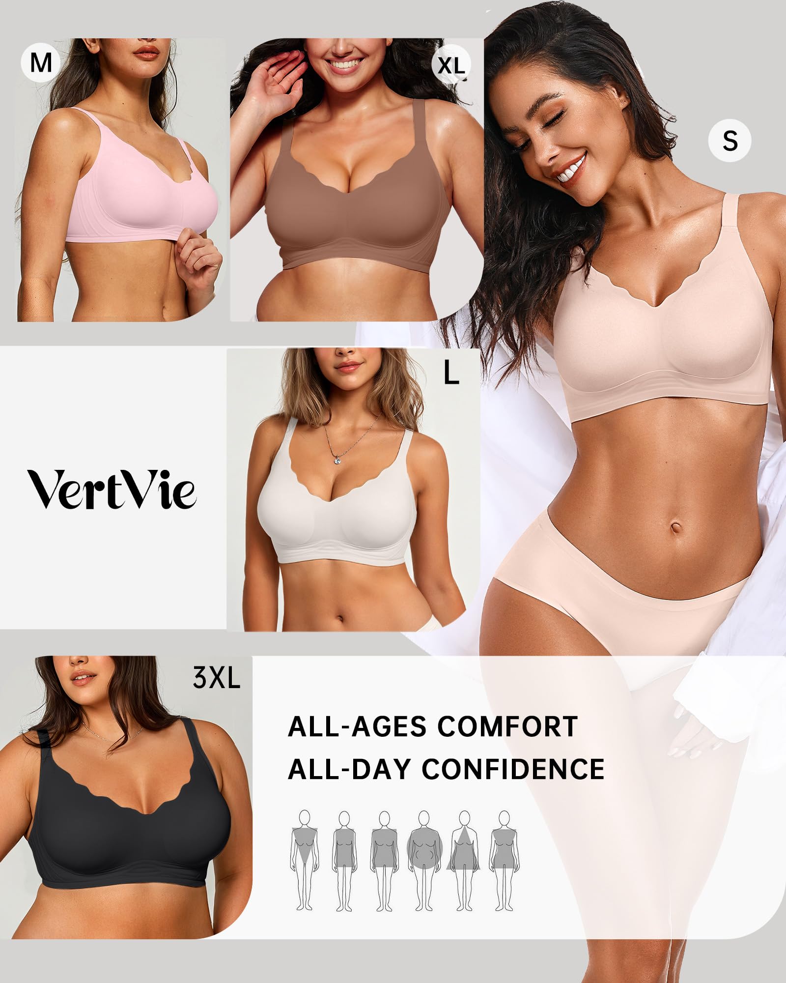 Seamless Wire-Free Scalloped Bras