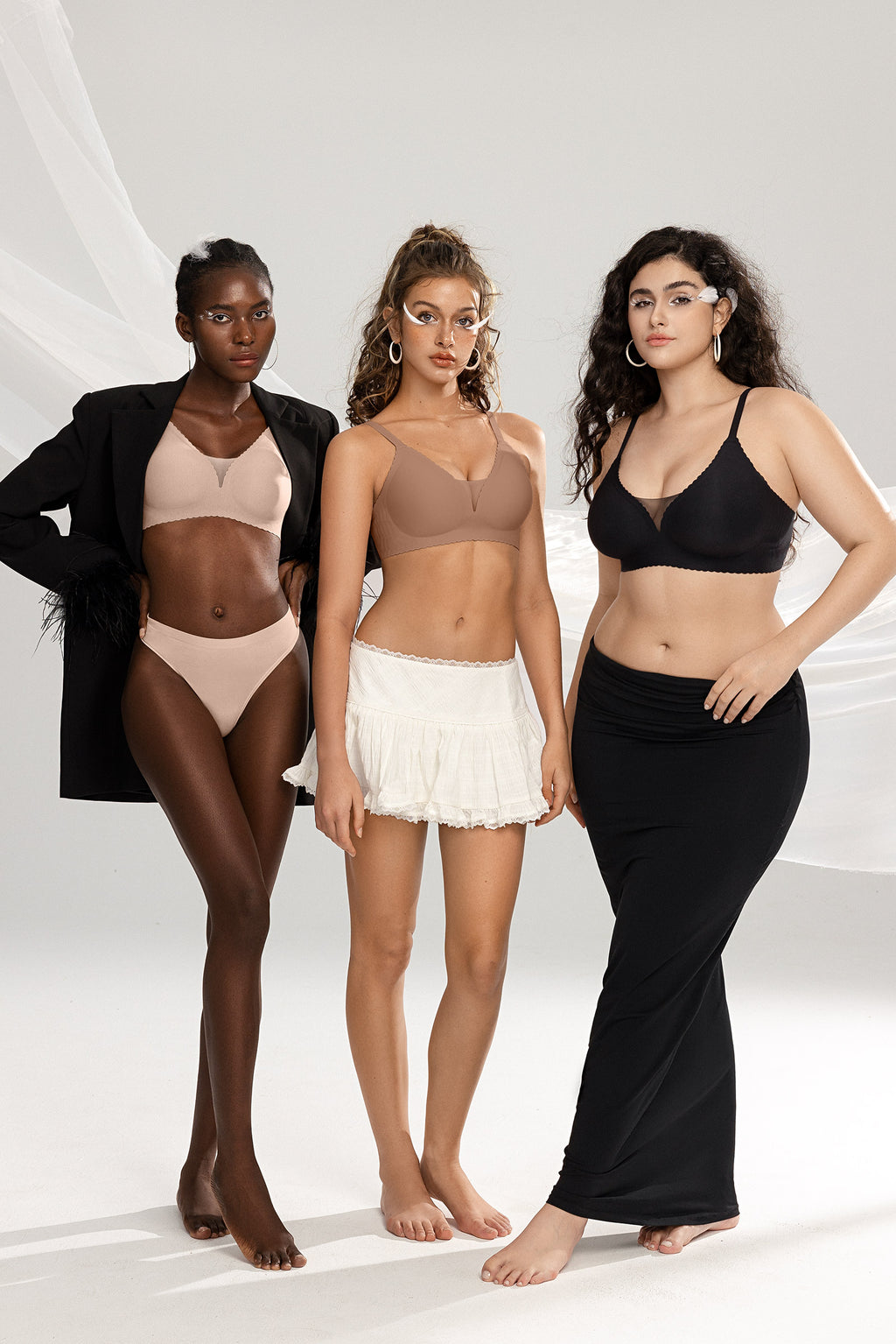 Deep V Mesh Seamless Wireless Bras