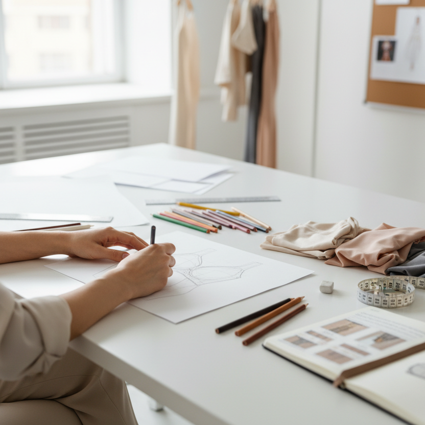 please show the designer picture the sketch for wireless bra and no showing her face