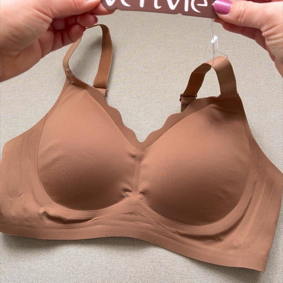 Linda showing a soft wireless bra