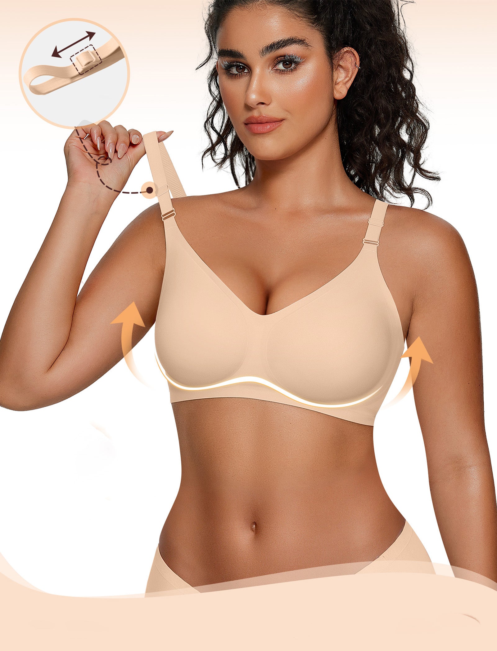 Wireless Bras with Front - Adjustable Straps